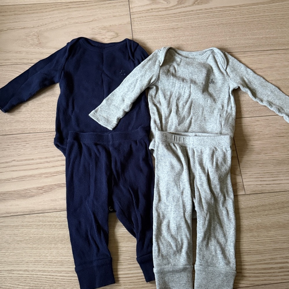Navy and Gray Baby Onesie Set